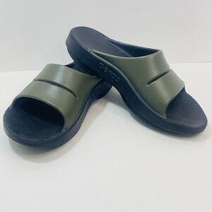 OOFOS OOahh Slide Sandals Army Green Recovery Footwear Womens 11 Mens 9 EU 42